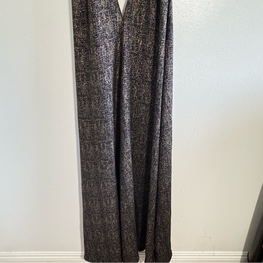 Reformation Black and Gold Evening Gown Deep Cut Front Back size Medium - Picture 6 of 8